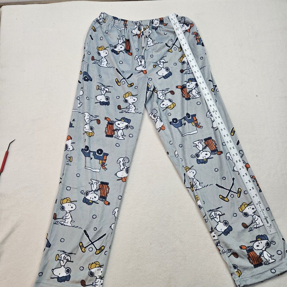 Men's Peanuts Snoopy Pajama Pants Lounge Wear Gray Golfing